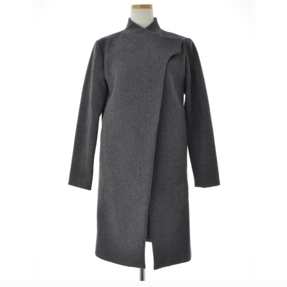 NEW Kate Spade Saturday Gray Wool Blend Pea Coat Snap Button Chest Closure - Picture 1 of 5